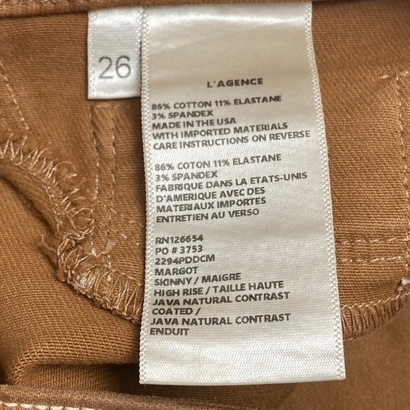 L'AGENCE - MARGOT COATED IN JAVA/ NATURAL CONTRAST DENIM Size 26 - Picture 6 of 9